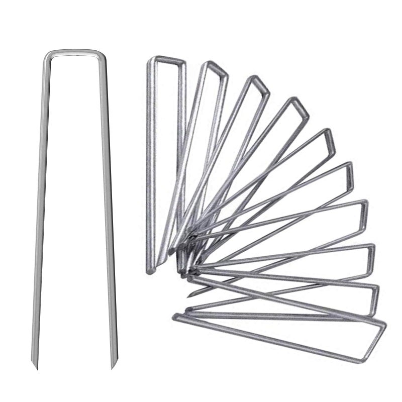UPMCT 12 Inch Galvanized Garden Landscape Staples Stakes  25 50 100 PCS Anti-Rust Garden Staples U-Shaped Landscape Pins for Secure Lawn Fabric (25  12 Inch) - Image 1